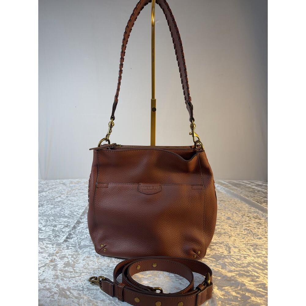 American Leather Co Brown Pebbled Leather Crossbody Shoulder Bag Convertible